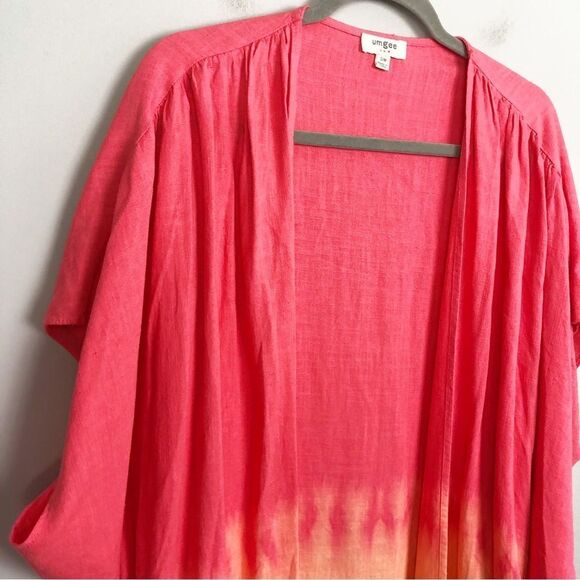 UMGEE | Coral to Orange Colorblock Tie Dye Kimono Coverup Top Women’s Size S/M - Picture 2 of 7
